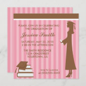 Invitation Graduation Pink Stripes (Devant / Derrière)