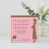 Invitation Graduation Pink Stripes (Debout devant)