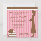 Invitation Graduation Pink Stripes (Devant)