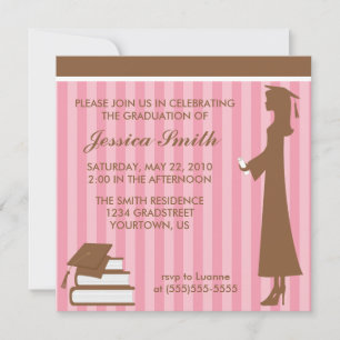 Invitation Graduation Pink Stripes