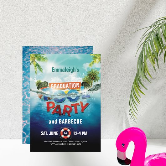 Invitation Graduation Pool Party Barbecue Photo