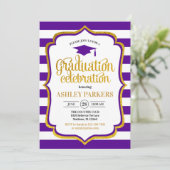 Invitation Graduation - Purple Gold White (Debout devant)