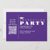 Invitation Graduation Purple Photo Classe Simple De 2023 QR (Dos)