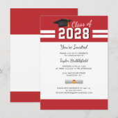 Invitation Graduation Red White Grad 2024 Party (Devant / Derrière)