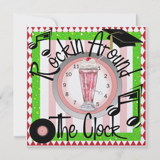 Invitation Graduation Rockin' Around the Clock Party - SRF (Devant)