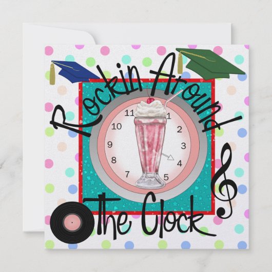 Invitation Graduation Rockin' Around the Clock Party - SRF (Devant)