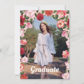 Invitation Graduation rose et rouge florale (Dos)