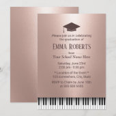 Invitation Graduation Rose Gold Piano Keys Musique majeure (Devant / Derrière)