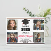 Invitation Graduation rouge et noire (Debout devant)