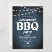Invitation Graduation rustique BBQ Bleu (Devant)