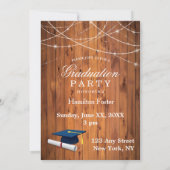 Invitation Graduation Rustique Cerise String Lumières Grange (Dos)