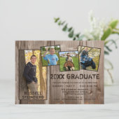 Invitation Graduation Rustique Pays Bois 5 Photo (Debout devant)