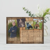 Invitation Graduation Rustique Pays Bois 5 Photo Collage (Debout devant)