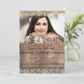 Invitation Graduation Rustique Pays Bois et dentelle Deux pho (Debout devant)