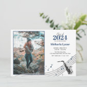 Invitation Graduation Saxophone Marching Band avec photo (Debout devant)