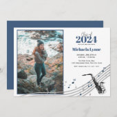 Invitation Graduation Saxophone Marching Band avec photo (Devant / Derrière)