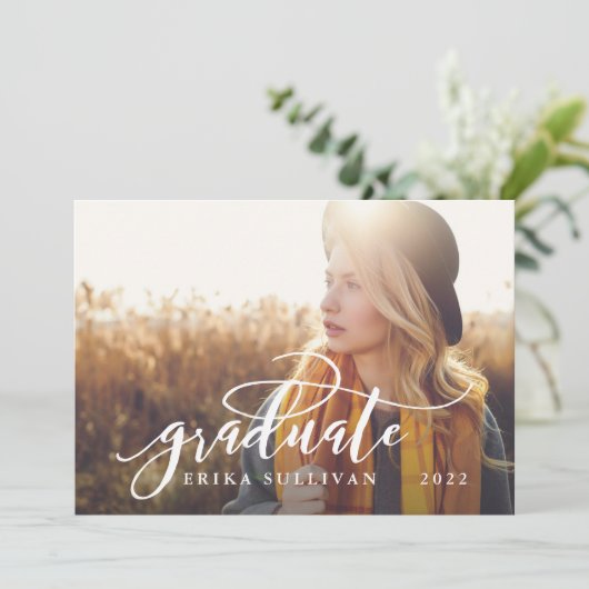 Invitation Graduation Script Photo Party recto verso (Debout devant)