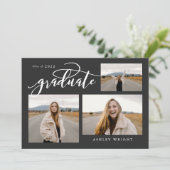 Invitation Graduation Script Simple 3 Photo Collage Party Inv (Debout devant)
