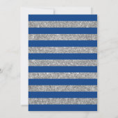 Invitation Graduation - Silver Navy Blue Stripes (Dos)
