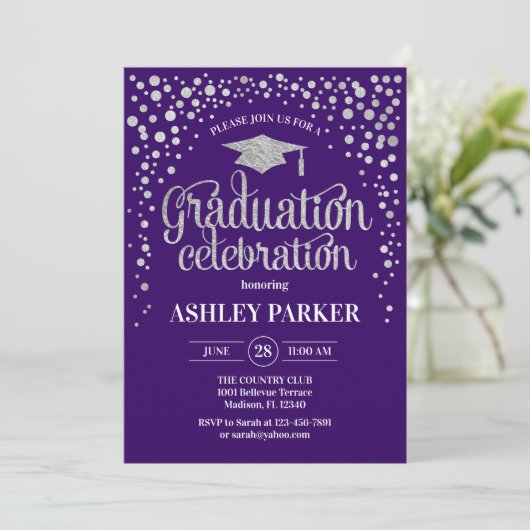 Invitation Graduation - Silver Purple (Debout devant)