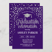 Invitation Graduation - Silver Purple (Devant / Derrière)