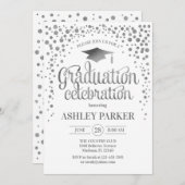 Invitation Graduation - Silver White (Devant / Derrière)