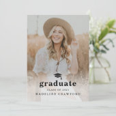 Invitation Graduation simple Casquette et photo Tassel (Debout devant)