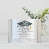 Invitation Graduation simple de cadre Cap Argent Graduation (Debout devant)