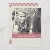 Invitation Graduation simple de Chevron | Rouge (Devant / Derrière)