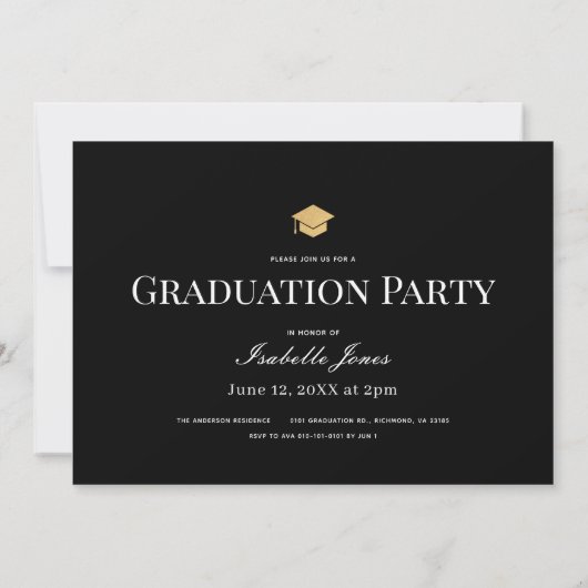 Invitation Graduation simple de script photo (Dos)
