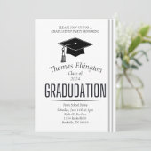 Invitation Graduation simple en noir et blanc (Debout devant)
