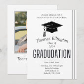 Invitation Graduation simple en noir et blanc (Devant / Derrière)
