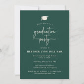 Invitation Graduation simple verte (Devant)
