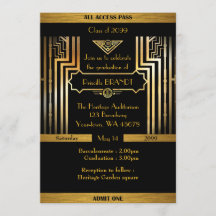 Graduation, Style Gatsby, billet, or noir