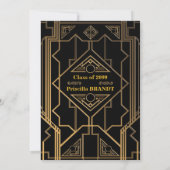Invitation Graduation, Style Gatsby, Tapis rouge, Noir (Dos)