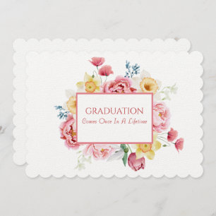 Invitation Graduation Thé Fille Peonies roses