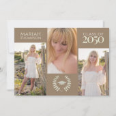 Invitation Graduation Trois Photo Simple Neutre Créative (Devant)