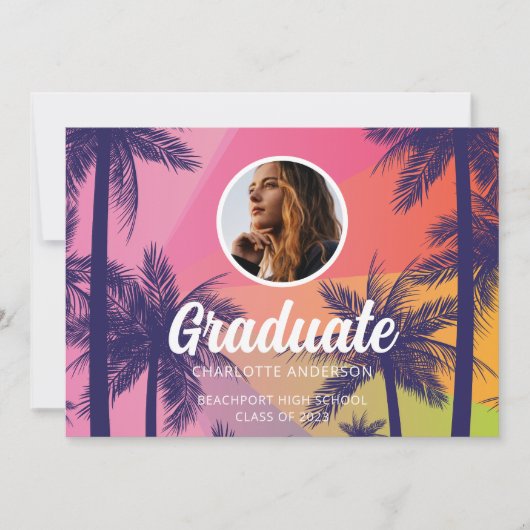 Invitation Graduation Tropical Palm Tree (Devant)