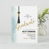 Invitation Graduation Turquoise minimaliste (Debout devant)