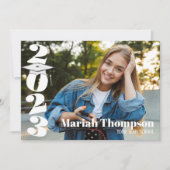 Invitation Graduation Typographie Verte Classe Photo De 2023 (Devant)