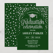 Invitation Graduation - Vert argenté (Devant / Derrière)