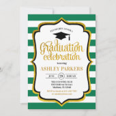 Invitation Graduation - Vert Or Blanc (Devant)