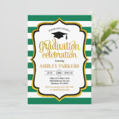 Invitation Graduation - Vert Or Blanc (Debout devant)