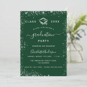 Invitation Graduation verte argent parties scintillant glamou (Debout devant)