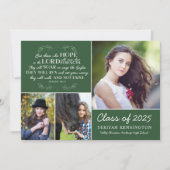 Invitation Graduation verte Bible Verse Photo Collage (Devant)