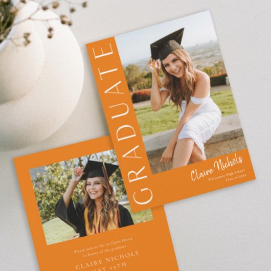 Invitation Graduation Vertical Orange Photo