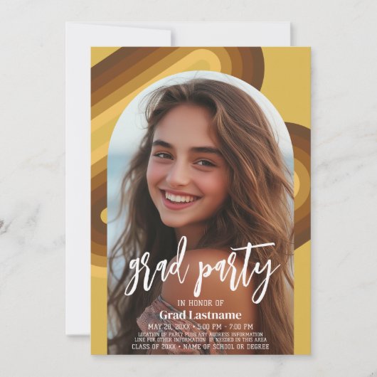 Invitation Graduation Vertical Photo - Grad Party Script Gold (Devant)