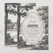 Invitation graduation vintage du jardin (Devant / Derrière)