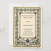 Invitation Graduation vintage "médiévale" éclairée (Dos)