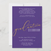 Invitation Graduation violette et jaune avec photos gravées (Dos)